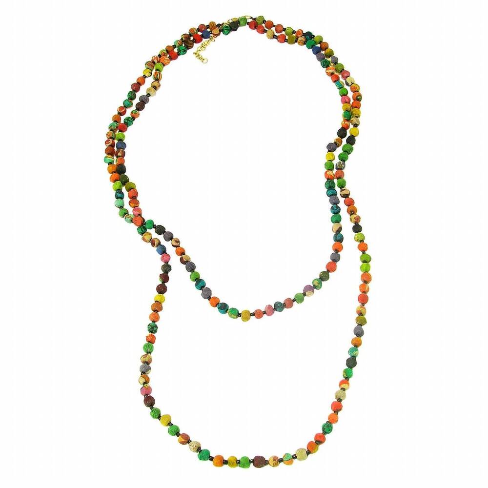NEW WORLD FINDS women's kantha bead long necklace in multi